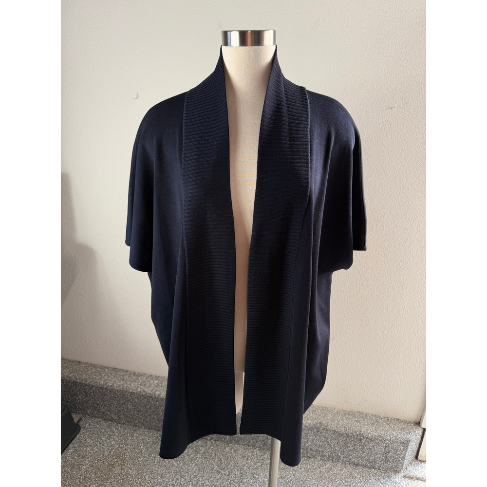 Ming Wang Womens Medium Black Open Front Cardigan Shawl Collar Dolman Sleeve